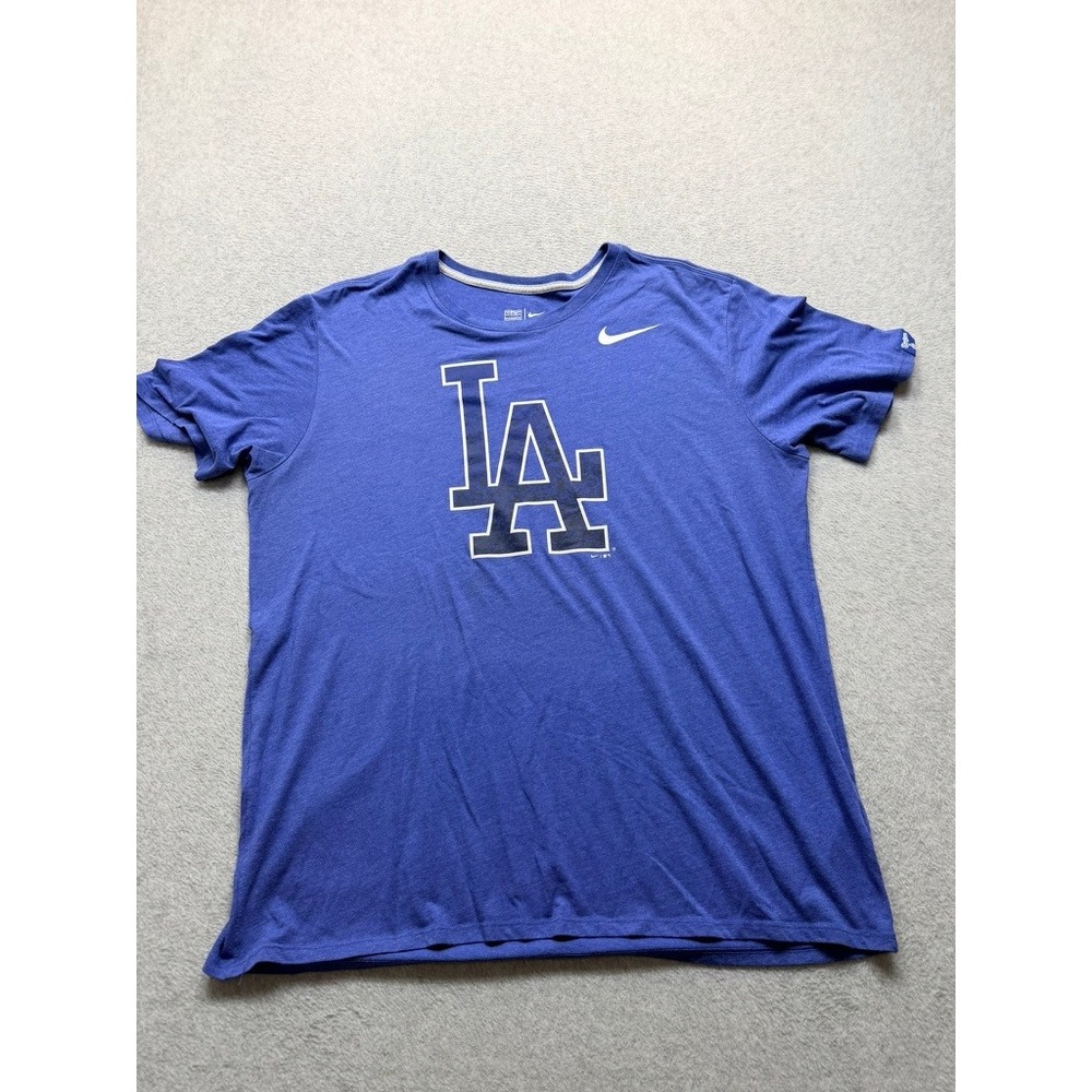 Nike Los Angeles Dodgers MLB T-Shirt Mens XL Blue Tri-Blend Athletic Cut Tee